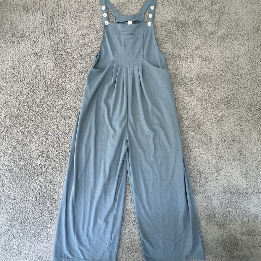 Halara Waffle Wide Leg Overalls Mountain Spring Blue Jumpsuit Size M Pockets